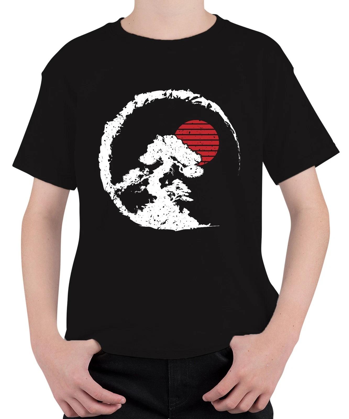 Bonsai Baum Zen Japan Enso Kreis Rote Sonne Vintage Retro Grunge Unisex Kinder T XS