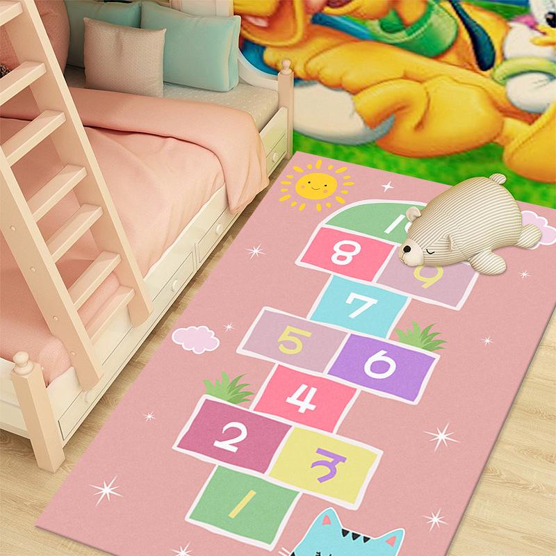 Cartoon Hopscotch Flannel Carpet for Bedroom Living Room Bedside Girl Room Floor Mats Home Decor Layout Sofa Cushion Rug