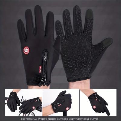 Outdoor Cycling Gloves, Sports Skiing And Mountaineering Gloves, Autumn And Winter Touch Screen Anti Slip, Waterproof, Windproof, Fleece Insulation
