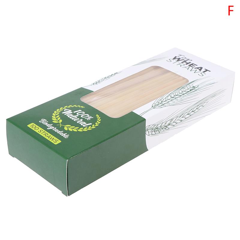 100Pcs/Set Natural Wheat Straw Biodegradable Straws Portable Drinking Straw