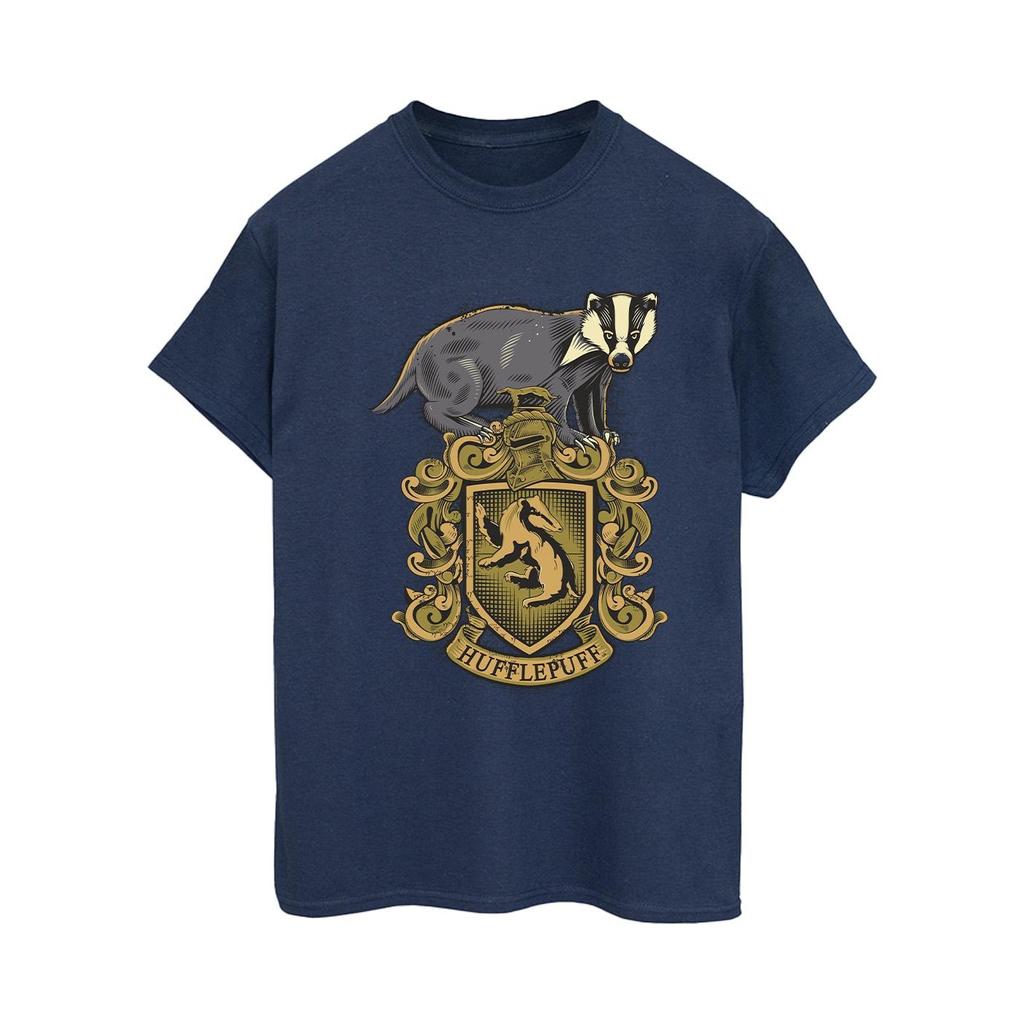 Harry Potter Womens/Ladies Hufflepuff Sketch Crest Cotton Boyfriend T-Shirt