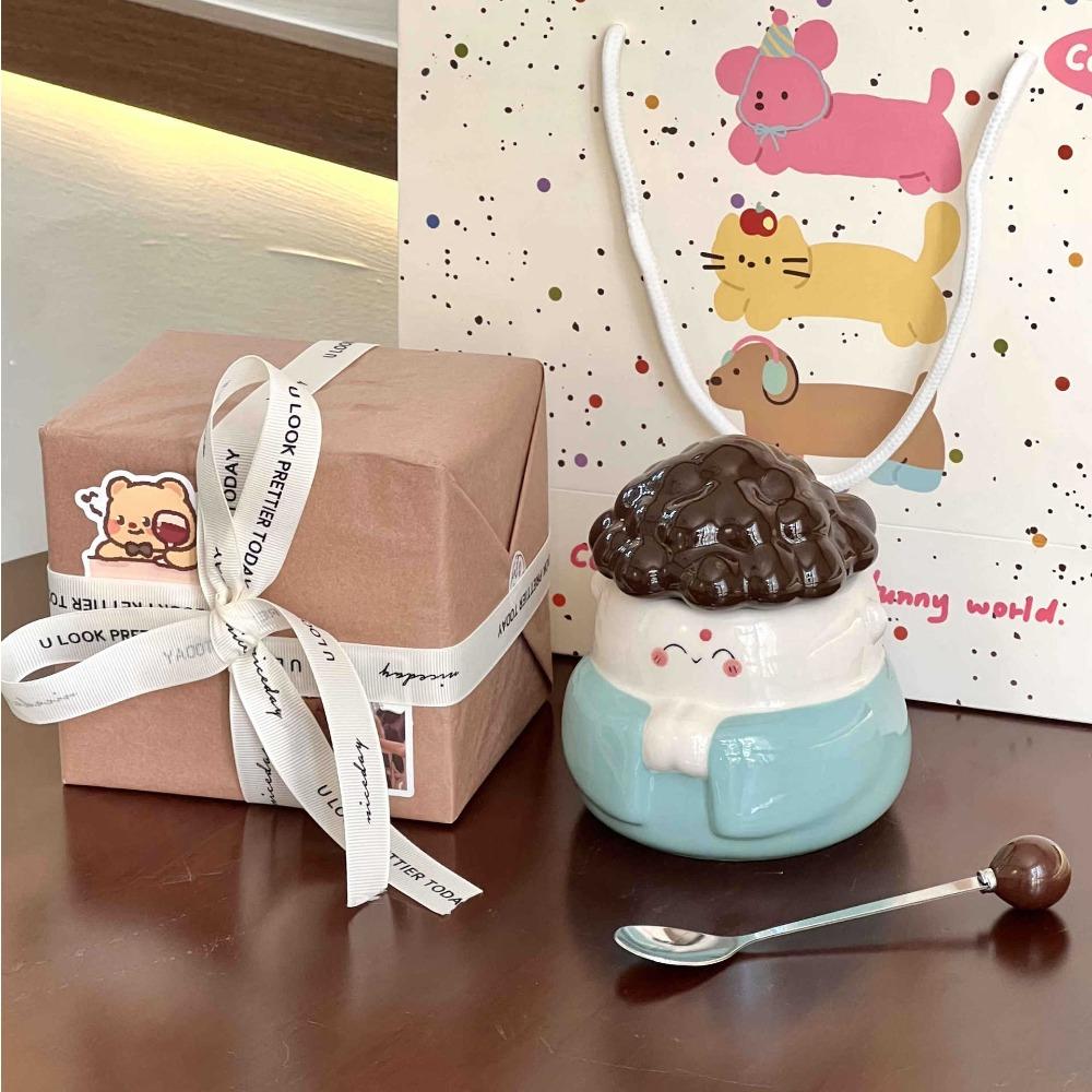 Creative, Funny, Cute Mug, Quirky Ceramic Water Cup with Lid, Birthday Gift, Large Capacity Coffee Cup