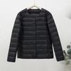 Women's Crew Neck Long Sleeve Slim Fit Lightweight Puffer Coat Short Down Jacket