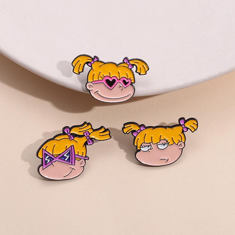 Cartoon Adventure Animated Enamel Pins Yellow Hair Naughty Girl Anime Characters Brooches Lapel Badge Jewelry Gifts for Friends
