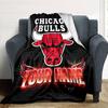 1pc Personalized Name Chicago Bulls Blanket, Gift, for Men and Women, Soft Blanket, Good for Sofa Bed Couch Travel, Lightweight Flannel Blanket
