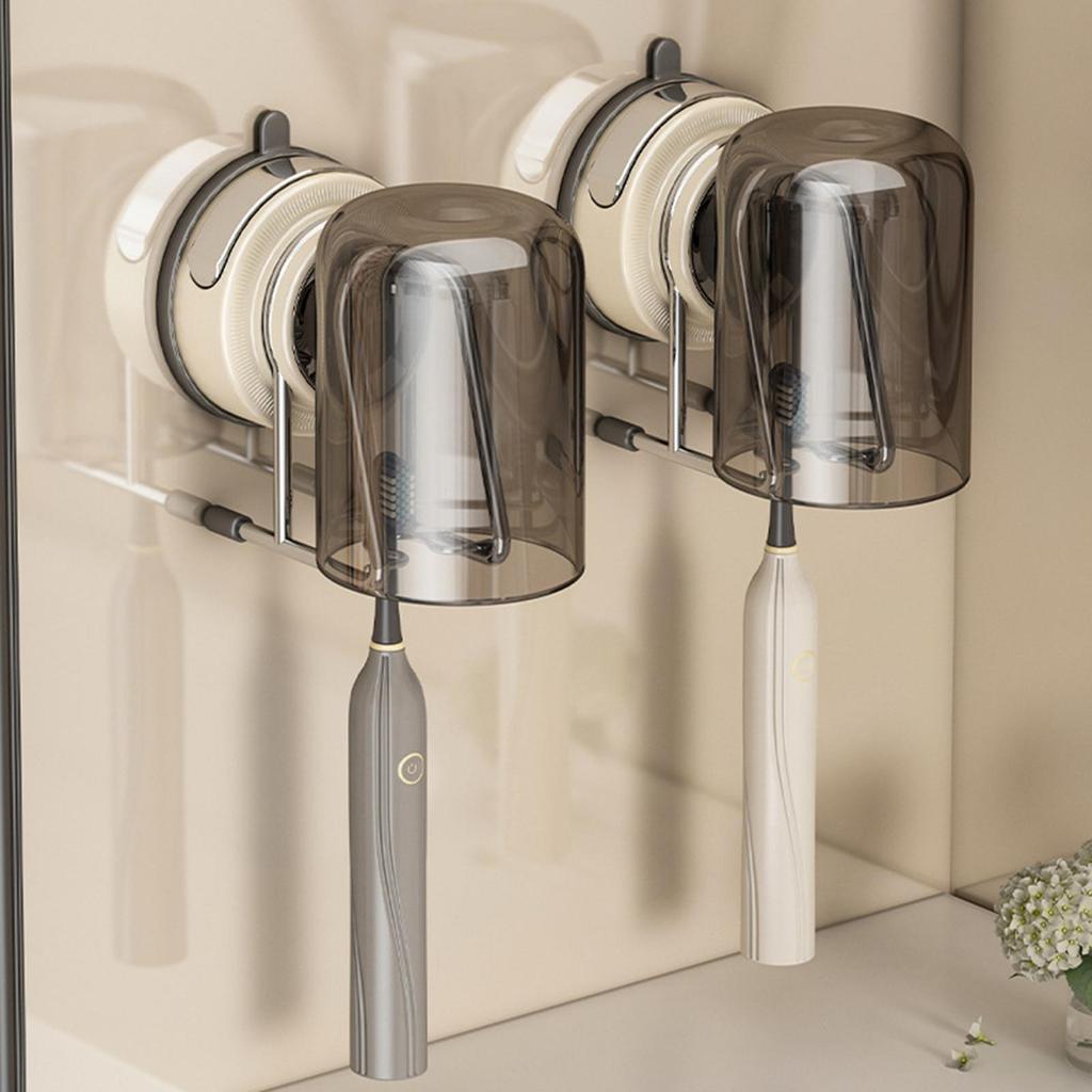Suction Cup Toothbrush Holder, Wall Mount, Easy Install, No Drill, Modern Multifunction Bathroom