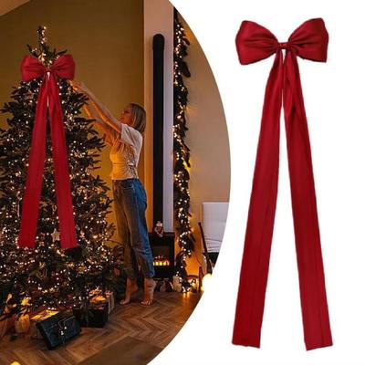 1PCS  Wrapping DIY Crafts Festive Winter Velvet Bows Red Christmas Ribbon Bows For Xmas Home Decor Tree Wreaths Gift