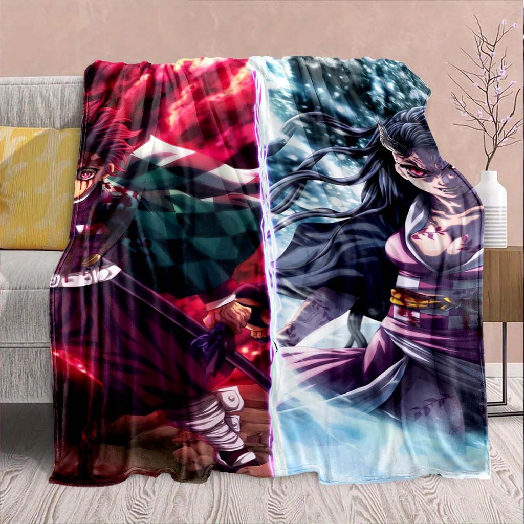 Demon Slayer Anime Flanelldecke - Weich Warm Perfekt für Sofa, Bettwäsche Camping Reise Büro Heimdekor -QJY