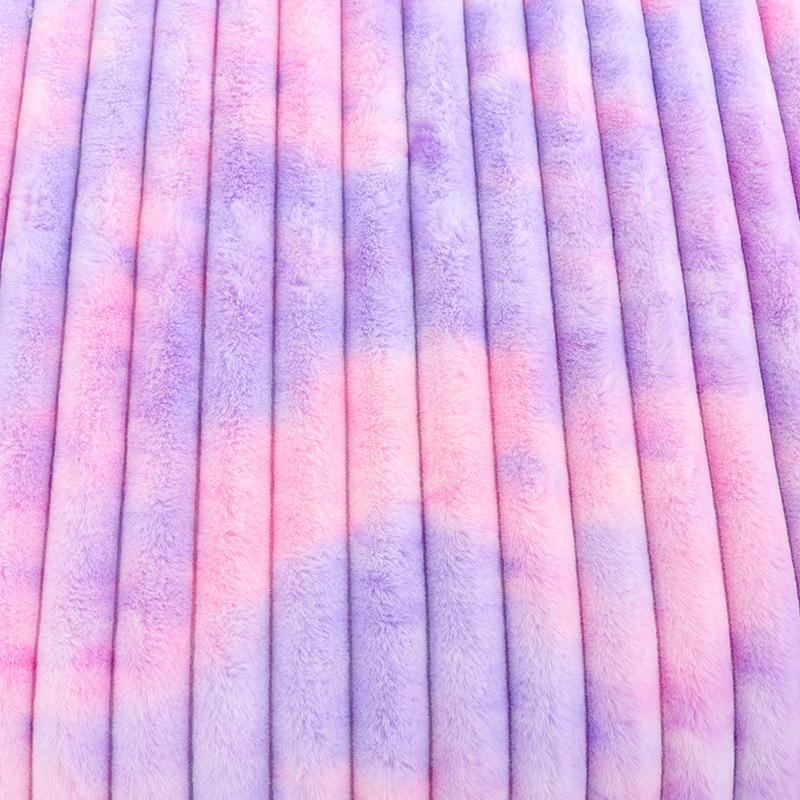 Gefleckter Batik-Kaninchenfellstoff mit siebenfarbigem Farbverlauf für Kleidung, Spielzeug, Heimtextilien, Schuhe und Hüte