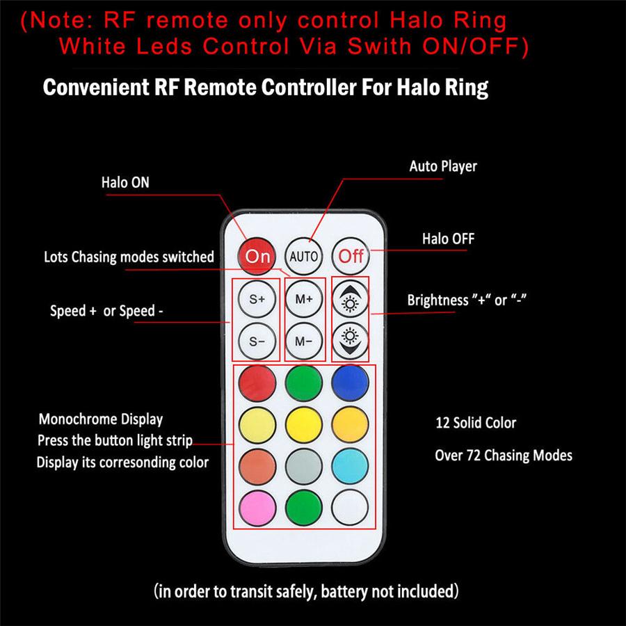 2x 3" Spot Pods LED Work Light RGB Halo Ring Chasing Multi-Color Remote Control