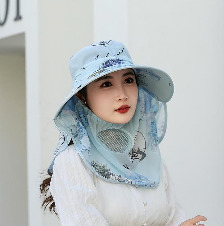 Hat Women'S Summer Thin Outdoor Sun Hat Mouth Mask Anti-Ultraviolet Work Sun Hat Cover Face Tea Picking Sun Hat