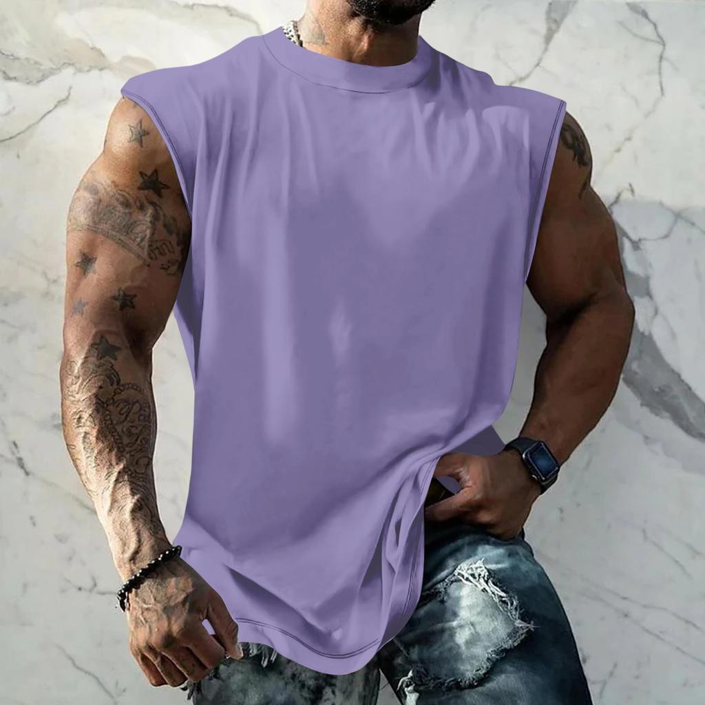 Men Sleeveless Tank Top Muscle Shirt Loose Fit Basic Solid Color Casual Summer Workout Vest for Daily Use