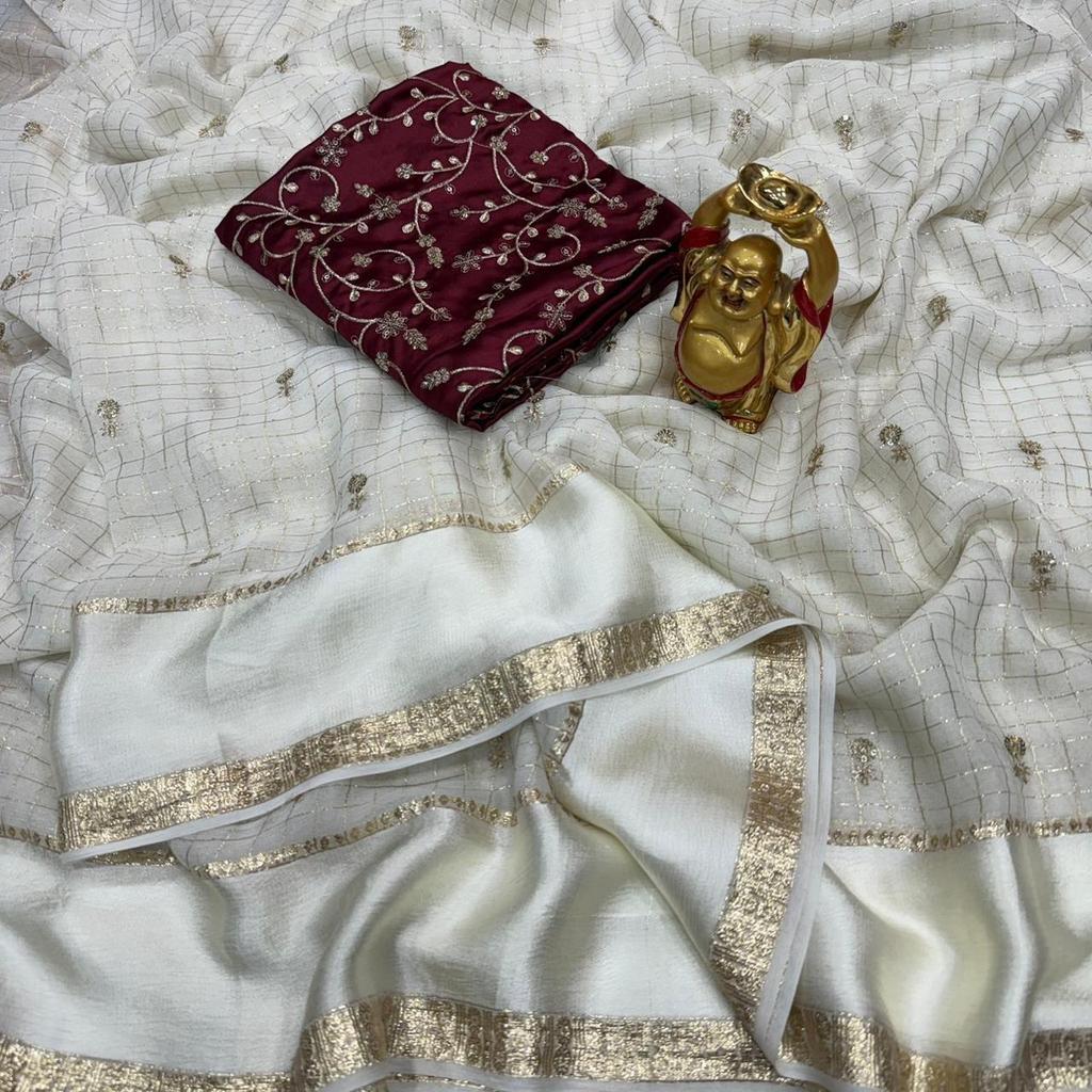 Grand Launch Party Wear Viscose Saree - Velvet Shine Sequin Edition