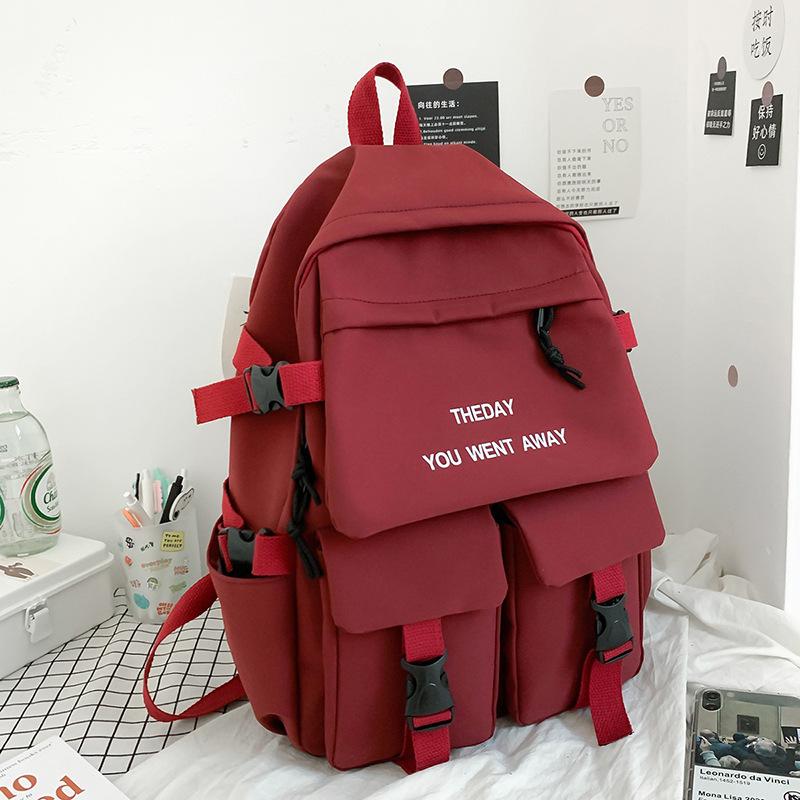 

School bag female middle school student backpack male fashion casual large capacity campus backpack high school student school bag красный