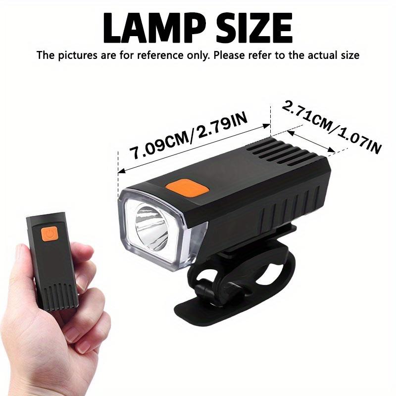 USB-Powered Bike Headlight with USB Rechargeable Lithium Battery 3-Mode (Bright/Dim/Strobe) Front Bike Light Quick-Attach Handlebar Mount