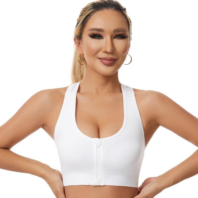 

Жіночий спортивний бюстгальтер на блискавці, ударостійка збірна білизна для спортивних жінок, великі розміри, бодібілдинг, біг, йога, спортивний бюстгальтер-жилет 3XL білий