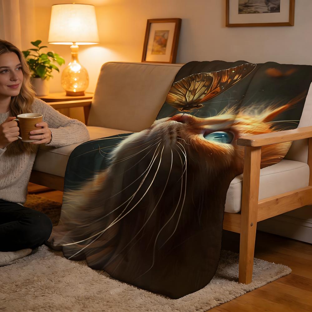 

Throw High-Density Short Plush Blanket For Sofa Nap Air-Conditioned Room Soft Skin-Friendly Cat 75x90cm