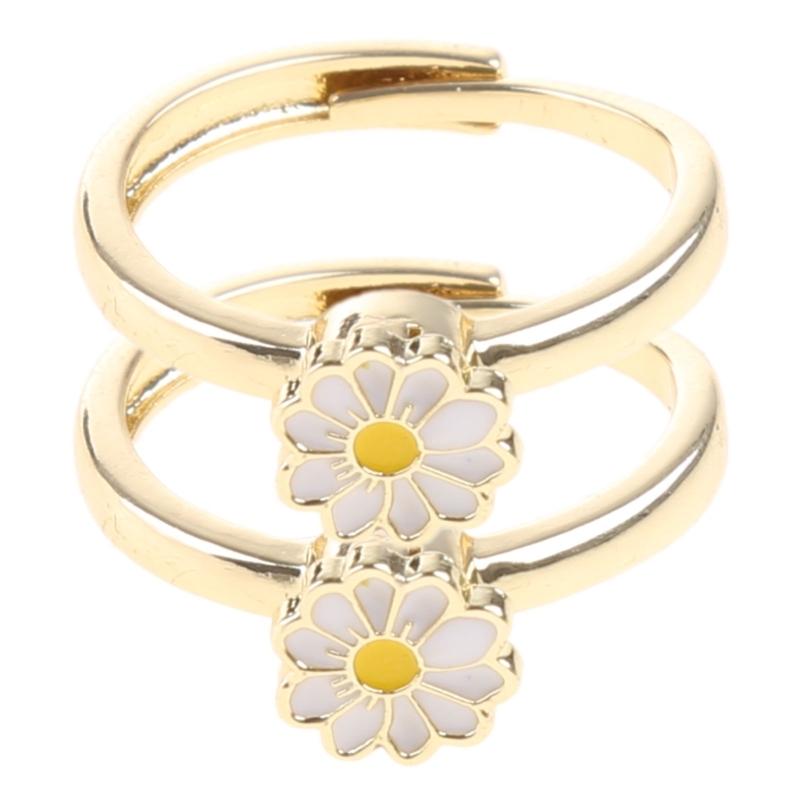 Fashion for Creative Rose Gold Spin Ring For Women Daisy Flower Rotatable Rings Adjustable Wedding Party Jewelry Gift