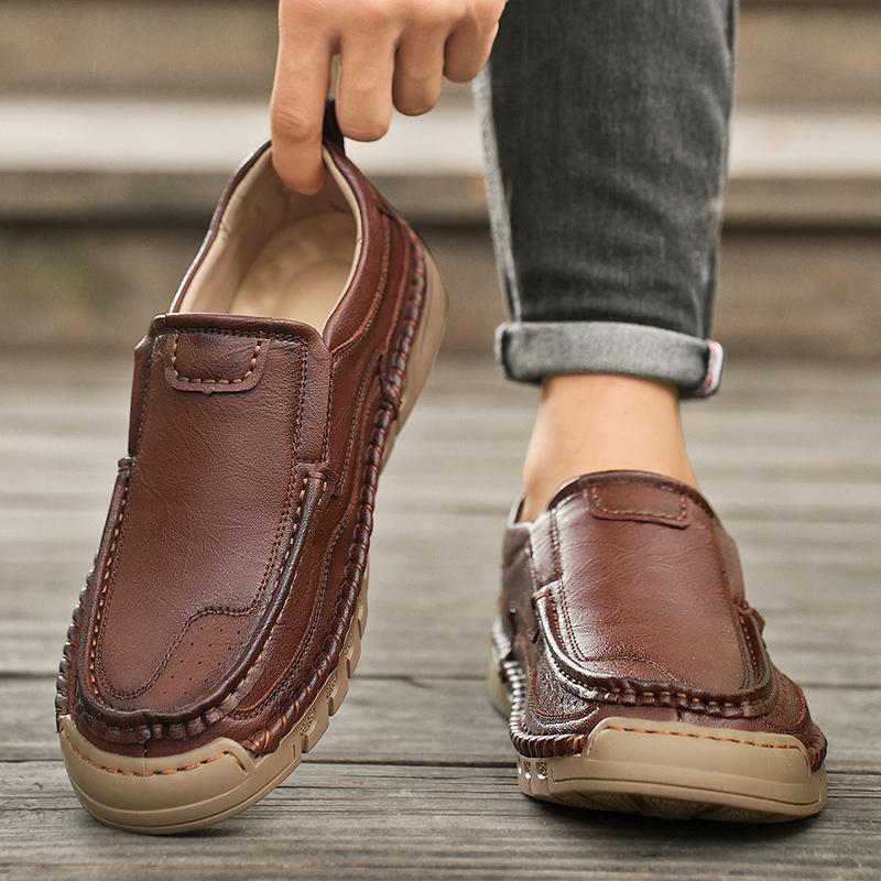 38-46 Retro Cow Leather Shoes Men Loafers Handmade Casual Leather Shoes Moccasins Men Flats Shoes