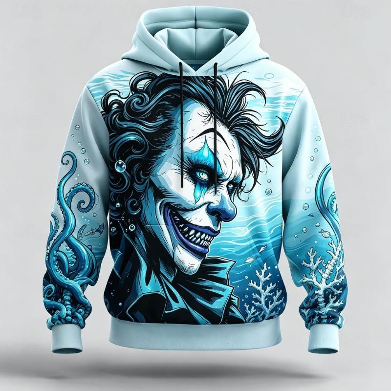 Erkek Gotik Kuzgun Kafatası Kan 3D Baskılı Kapüşonlu Sweatshirt Karanlık Korku Grafik Uzun Kollu Sokak Kapüşonlu Sweatshirt