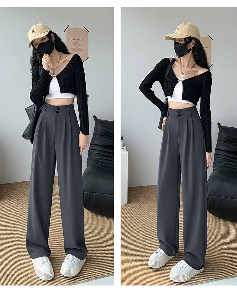 

145 Брюки-костюмные с высокой талией, утягивающие, с двумя пуговицами, маленького размера для женщин - тип фигуры груша , зауженные к низу, повседневная одежда для весны/осени XS (60-79 lbs)