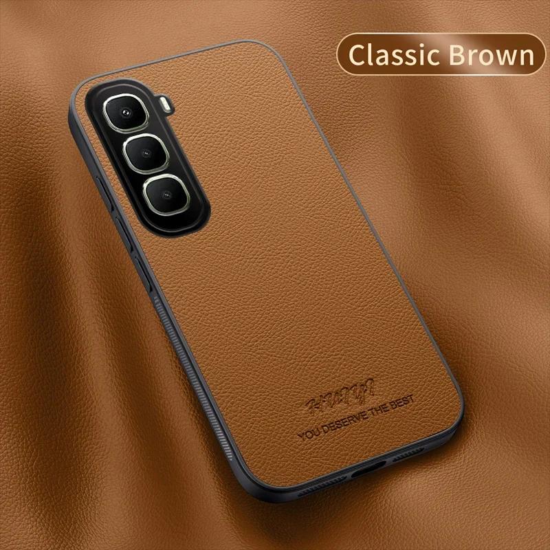 

Розкішний Високоякісний Шкіряний Чохол-Книжка для Телефону Для Infinix HOT 60 Pro Plus I 50 Pro Plus i 4/5G PU+TPU Матовий Тонкий Захисний Чохол коричневий