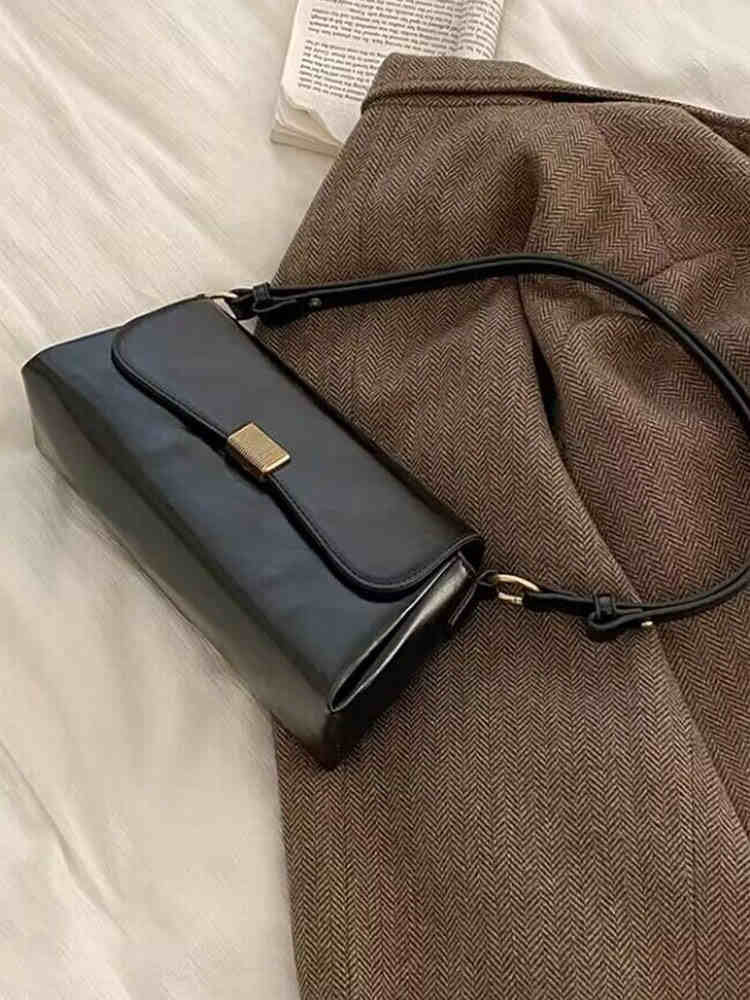 Retro Underarm Bag New Autumn Winter Women's Bags Fashion Solid Color PU Leather Handbag Casual Commuter Single Shoulder Pack