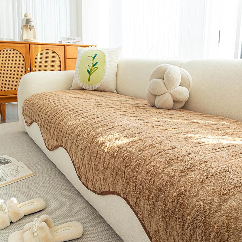 Sofa Cover Mats Winter Thickened New Simple And Comfortable Seat Cushion Plush Warm Anti-Cat Scratch Sofa Cover Couch Protector