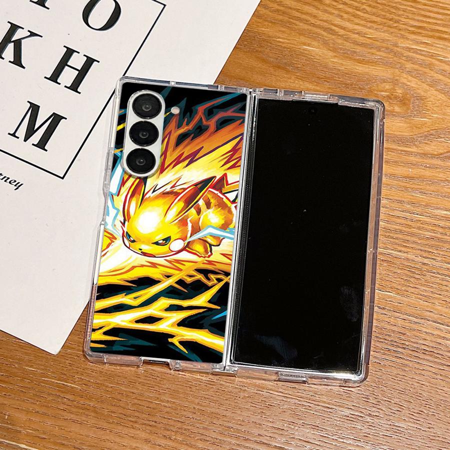 Transparent Soft Phone Cover Case for Samsung Galaxy Z Fold 7 6 5 4 3 ZFold4 ZFold5 ZFold3 ZFold6 ZFold7 Cute Pokemon Pikachu