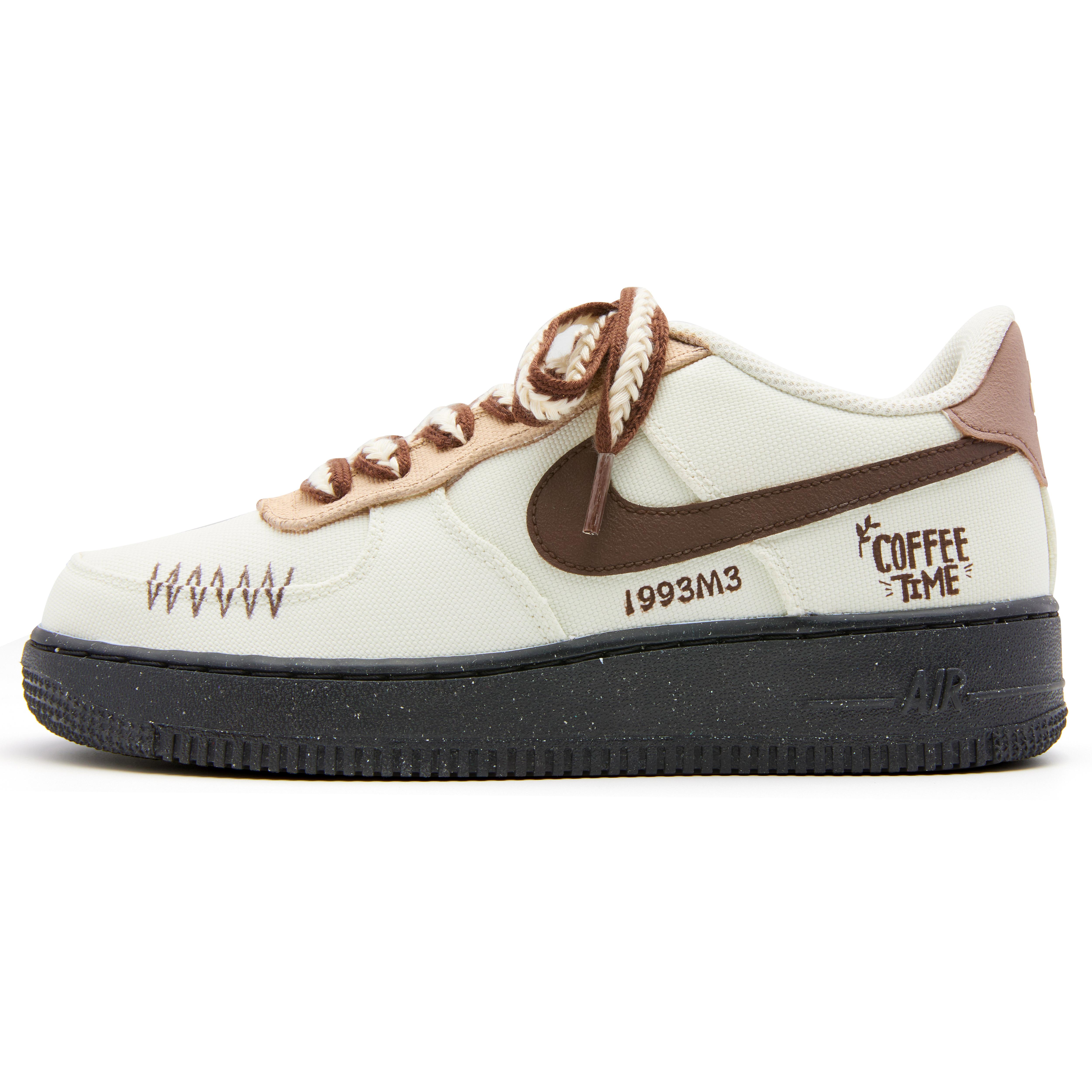 

Nike Air Force 1 Low Slip Resistant Abrasion Resistant Low top Skateboard Shoes Unisex White Brown FJ3289-001(Team44-) 39