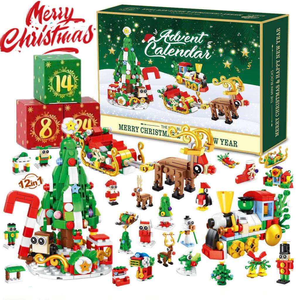 Hot Christmas Tree Building Blocks Toys Advent Calendar Gift Box 24Days Countdown Calendar Blind Box New Years Christmas Gift
