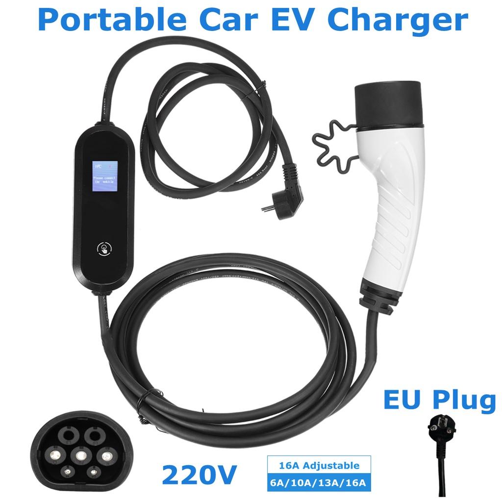 

110 В/220 В Автомобильное портативное зарядное устройство для электромобилей ЖК-дисплей Зарядный кабель четвертой передачи 16A FCC UL EU Plug для электромобиля EU 220v