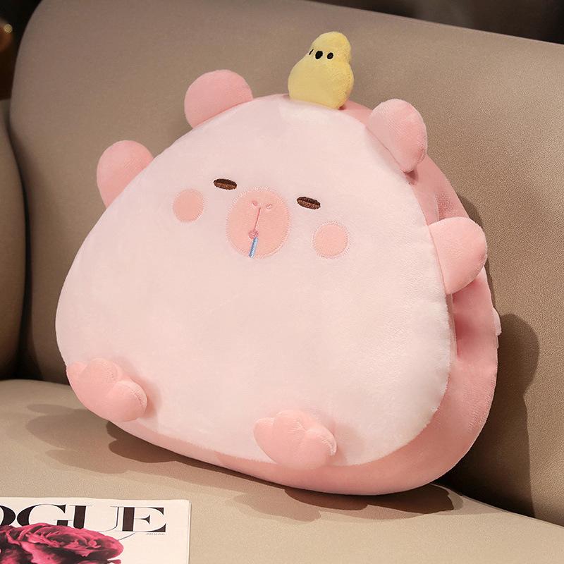 Cartoon Rice Ball Capybar Pillow Blanket Three-in-one Plush Doll Girl Nap Pillow Rest Pillow Warms Hands