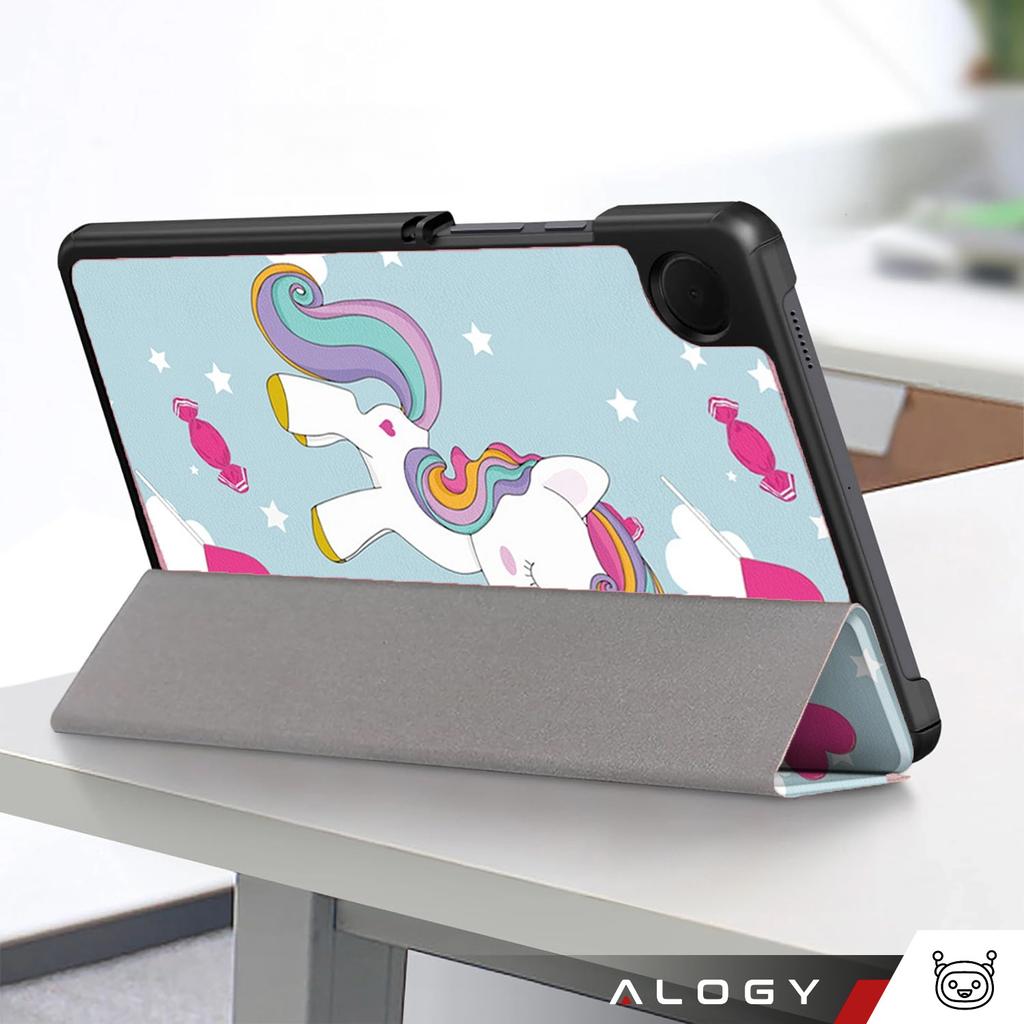 Etui Do Samsung Galaxy Tab A9 2023 8.7" X110/X115 Obudowa Na Tablet Case Alogy Book Cover Unicorn Jednorożec Niebieskie + Szkło