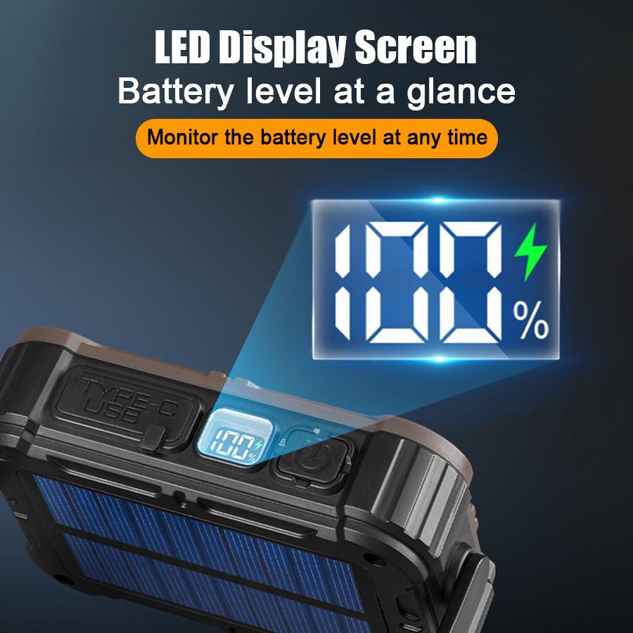 Portable Rechargeable Lanterns With Power Bank/with Magnetic Base Handle Outdoor Solar Hook Light For Emergency Outdoor Camping