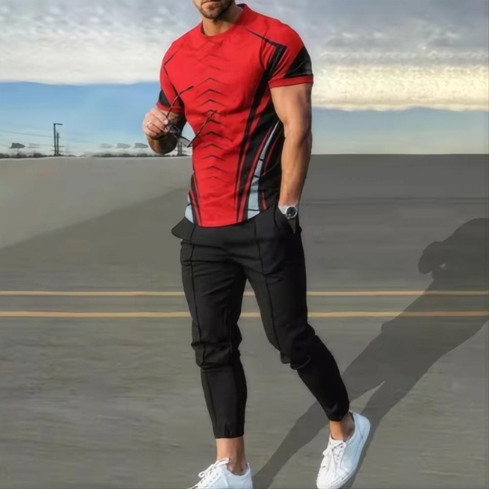 Summer Men's Sportswear Set Short Sleeved T-shirt Long Pants Two-piece Set Men's Sportswear 3D Printed Casual Trend Oversized