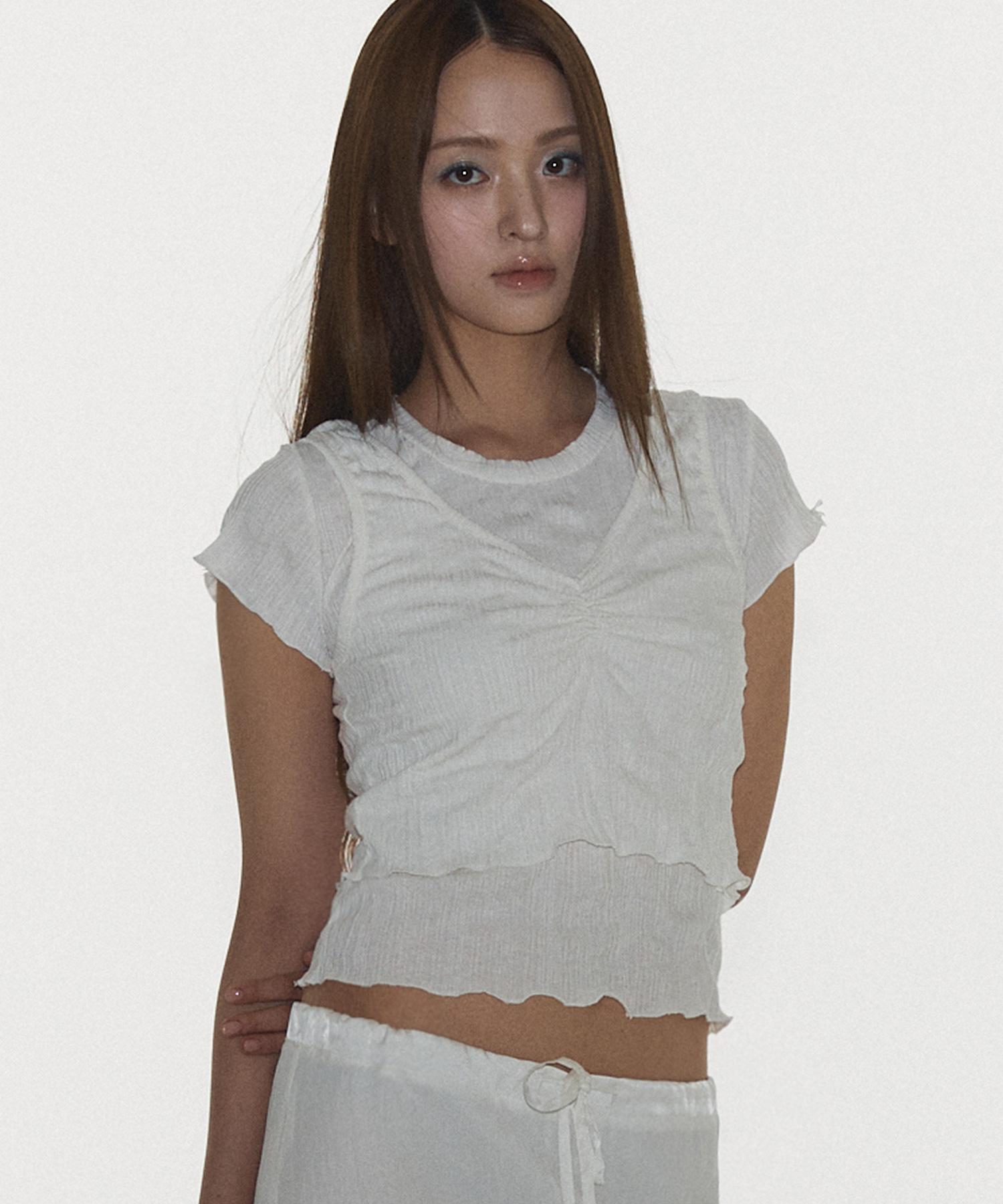Plasma Sphere Set T-Shirt In Ivory (Pleated T-Shirt) Ivory/Free