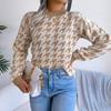 Women's Autumn/winter Fashion Casual Plaid Long Sleeve Turtleneck Pullover Knit Sweater