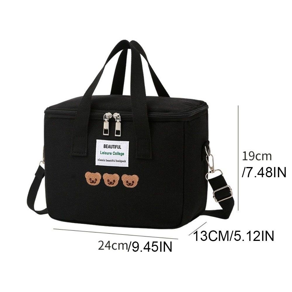 Canvas Mummy Bag Bear Multifunctional Single Shoulder Bag Baby Care Storage Picnic Dinner Container Women Handbag
