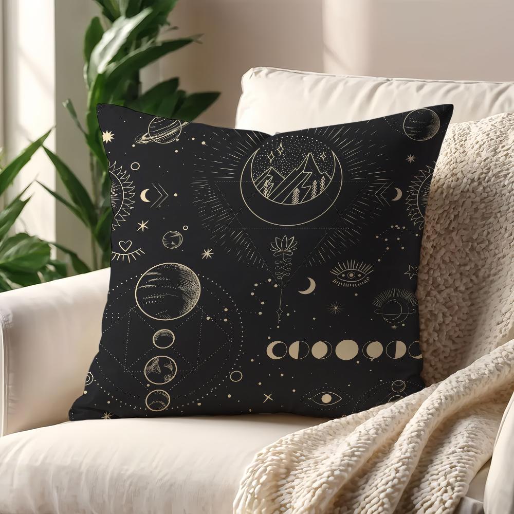 Magic Psychedelic Moon Print Black Cushion Cover Pillow Cover Decoration Room Home Sofa Living Office Car Nordic Simplicity