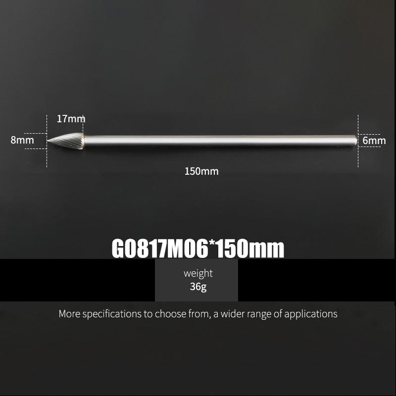 150mm Length 1Pcs Tungsten Carbide Rotary Files Cylindrical Round Sharp Type 6mm 8mm 10mm Woodworking Metal Milling Cutter