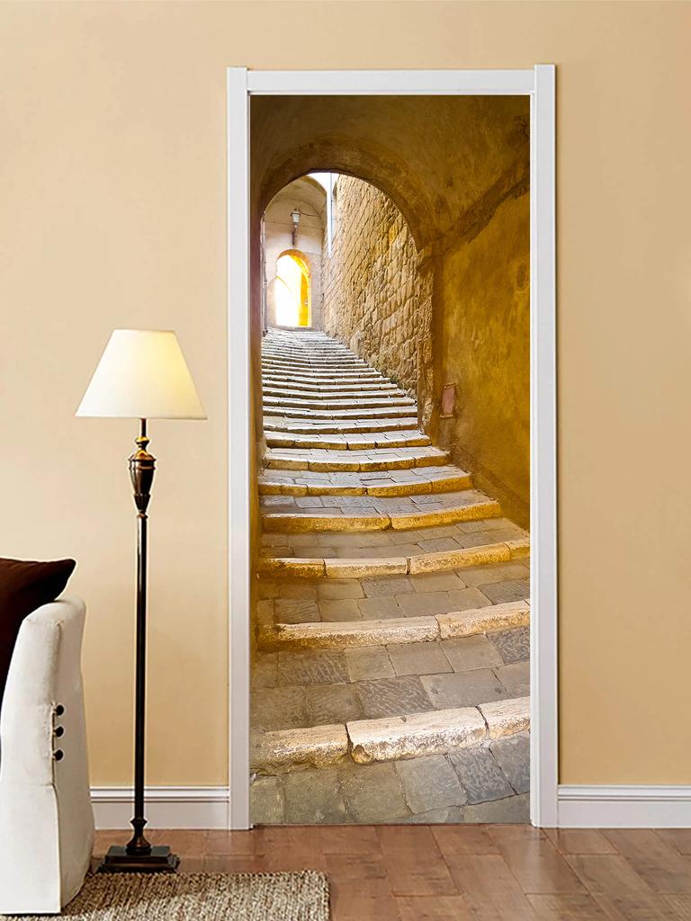 Creative Suspension Bridge Door Decoration Living Room Waterproof Self-Adhesive 3D Door Sticker Refurbished Wall Sticker Home