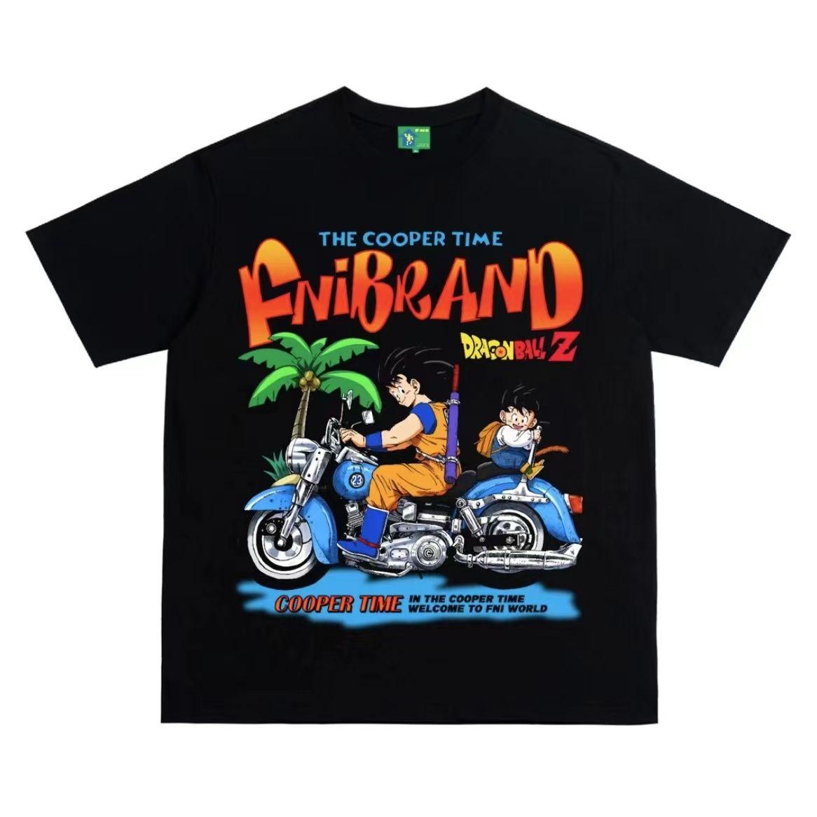 

100% Cotton Japanese Cartoon Animation Dragon Ball Wukong Printing Short-sleeved T-shirt Men and Women Streetwear 4XL