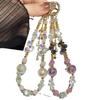 For Light Luxury Crystal Mobile Phone Chain Beaded Short Wrist Chain Fashion Butterfly Pendant Gold Leaf Hand-Made Lanyard