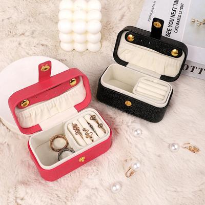 1pc Wedding Ring Packaging Box Ear Studs Holder Velvet Engagement Couple Ring Box Valentine Gift Double Rings Storage Display