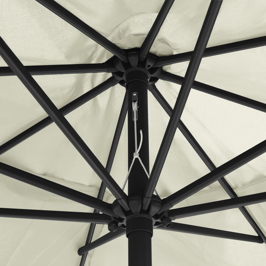 390 Cm Metal Mast Sun Umbrella In Sand White