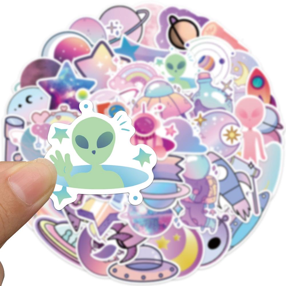 50 Cartoon Gradient Planet Graffiti Stickers Suitcase Pen Guitar Notebook Waterproof Explosive Astronaut Stickers