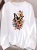 (Asian Size) butterfly style Long Sleeve T-shirts Casual Clothing Women o-neck Print T Shirt autumn winter spring Fashion Top Graphic Tee