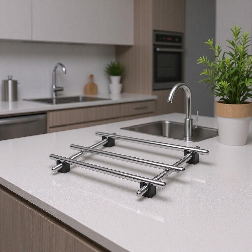 Silver Stainless Steel Trivets Non-Slip Feet Baking Pans Holder Insulation Pads  Living Room
