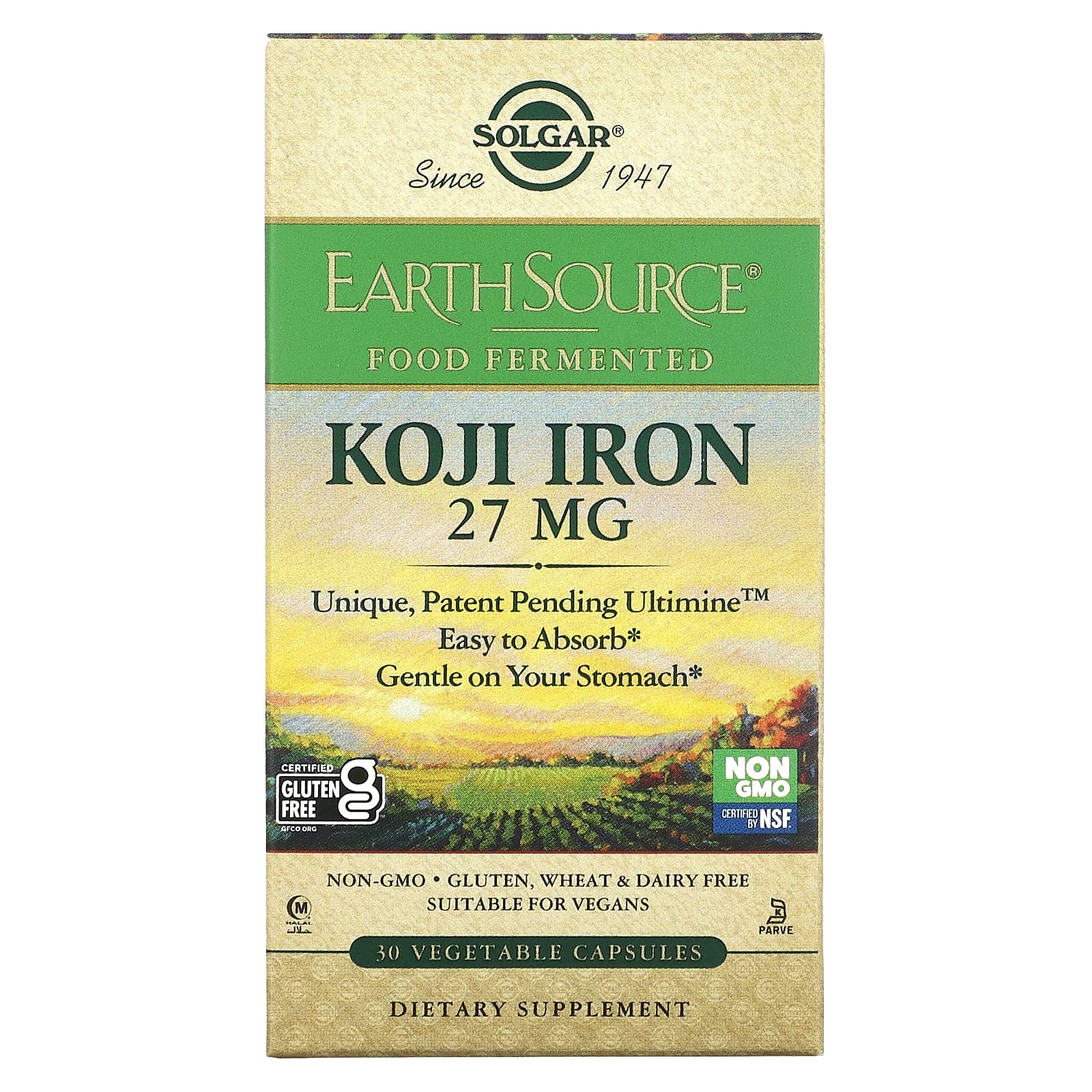 

Solgar, EarthSource Fermented Foods, Cozy Iron, 27 mg, 30 Veggie Capsules